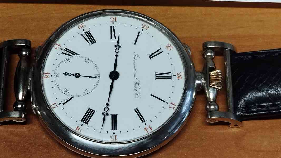 Starožitné stříbrné hodinky IWC Schaffhausen + pásek - foto 26