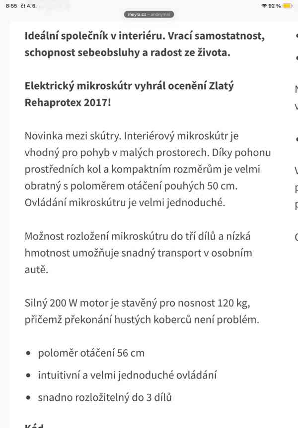 Elektrický vozík, židle - foto 8
