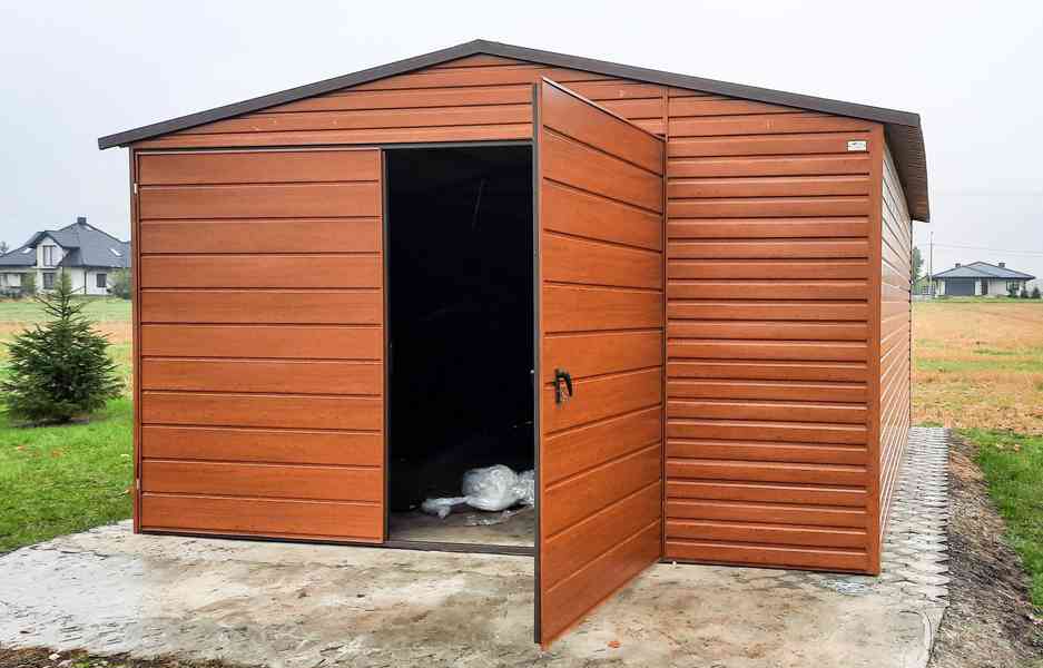 Plechová garáž 4m x 6m, sedlová střecha + vrata TS270 - foto 2