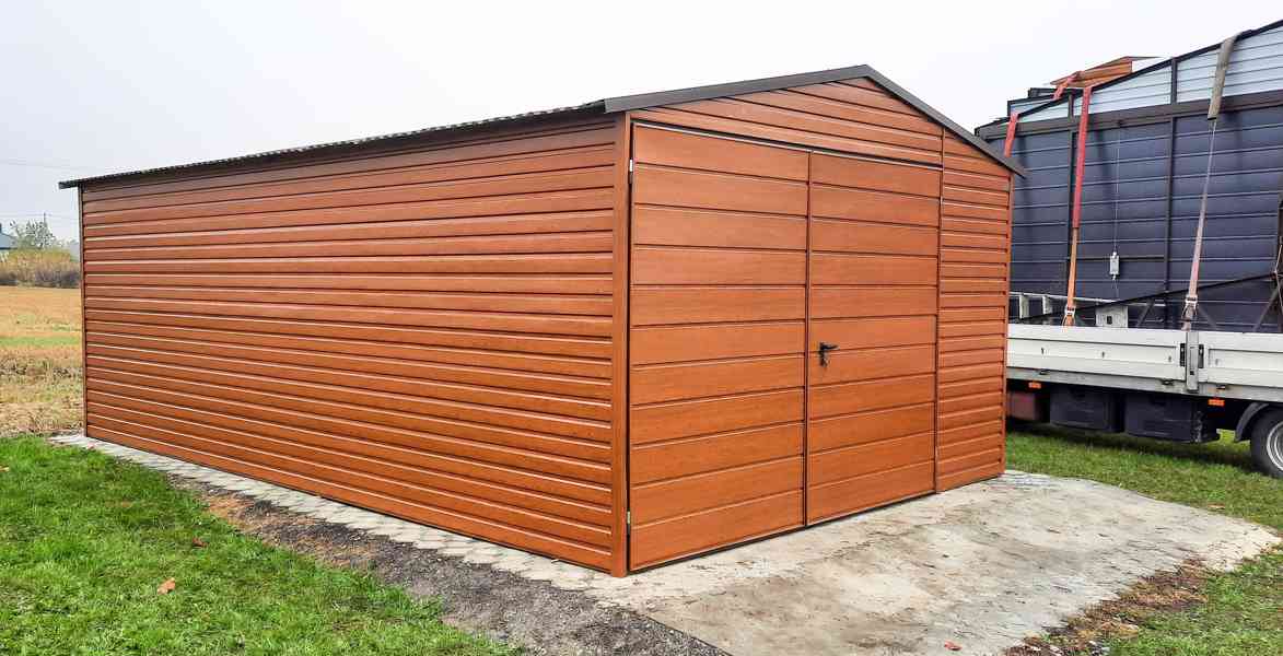 Plechová garáž 4m x 6m, sedlová střecha + vrata TS270 - foto 5