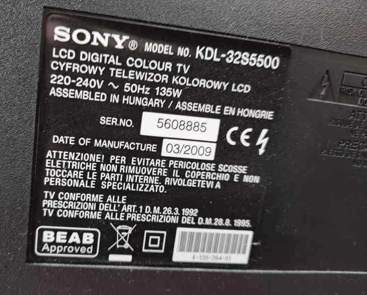 Prodám Televizor SONY KDL - 32S5500, Úhlopříčka 80 cm. - foto 4