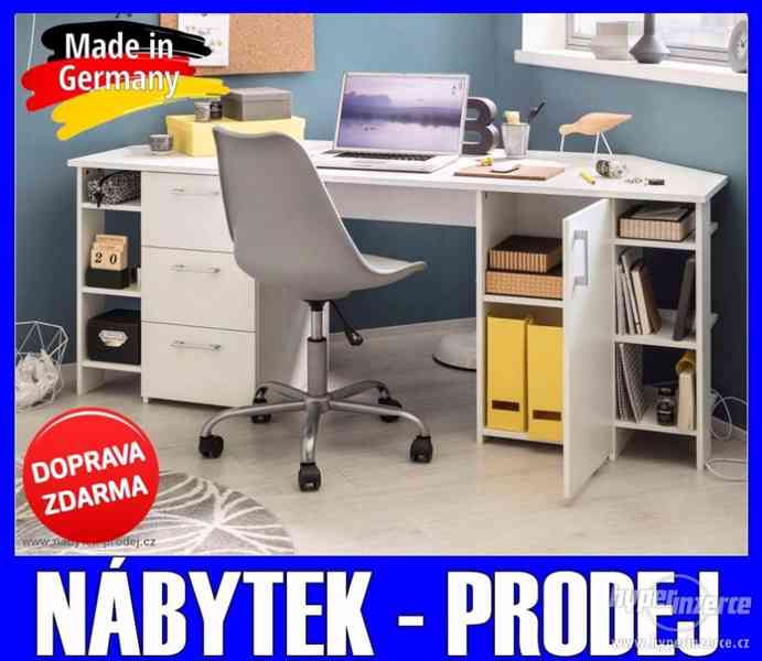 Velký rohový Pc počítačový/psací stůl BÍLÝ 180 cm
