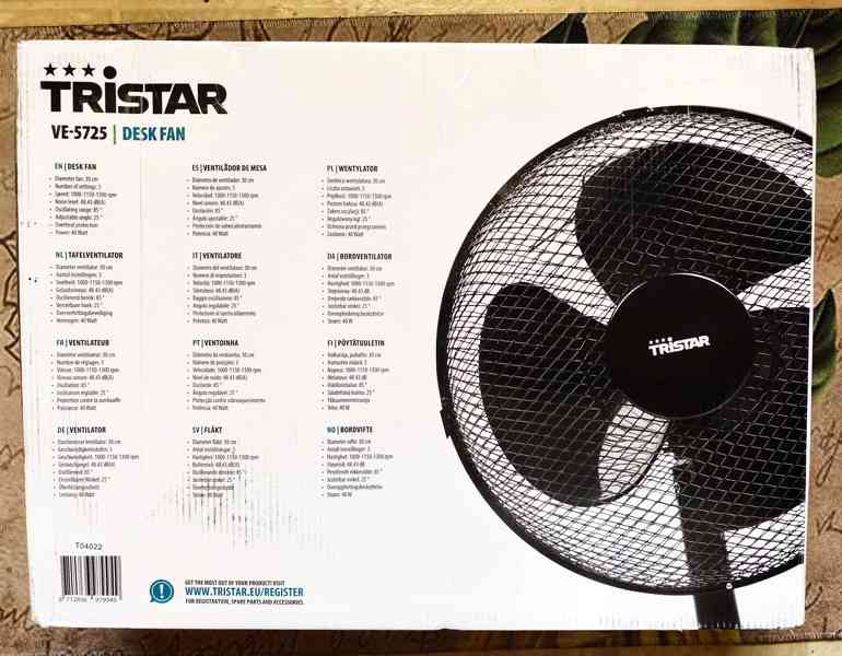Stolní ventilátor - "TRISTAR". NOVÝ !! Původní balení  - foto 8