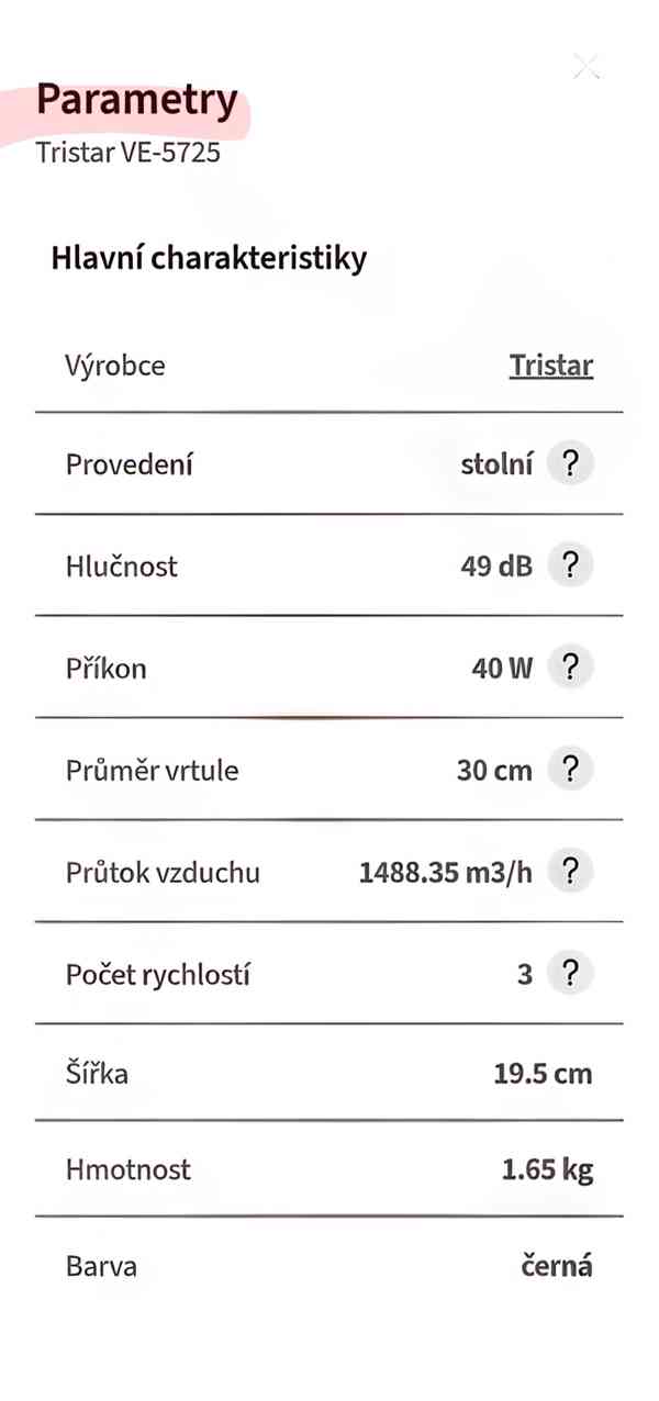 Stolní ventilátor - "TRISTAR". NOVÝ !! Původní balení  - foto 6