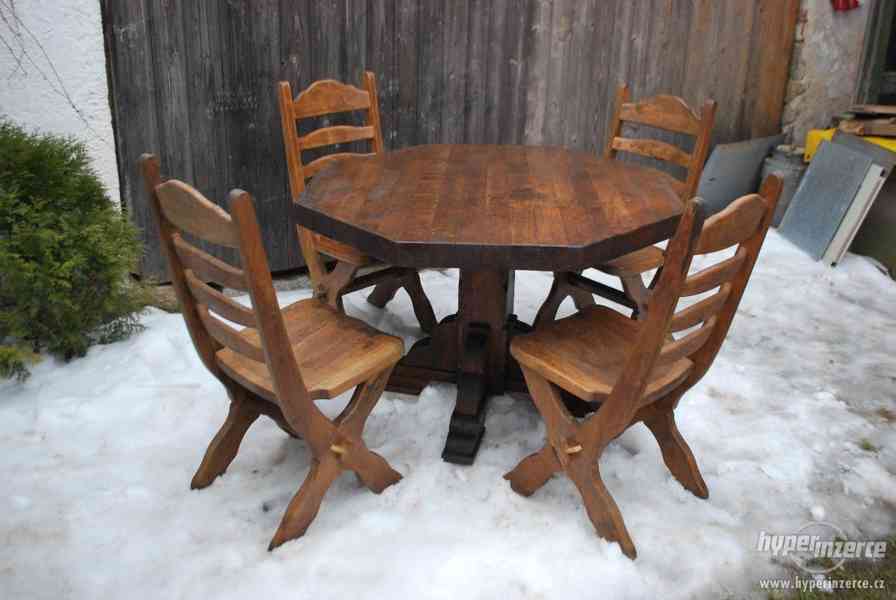 Rustikální dub masiv stoly židle  výčep + další inz. - foto 1