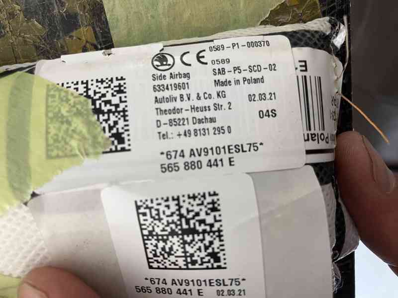 zadni sedackovy airbag skoda kodiaq levy - foto 2