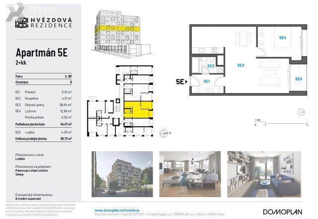 Pronájem bytu novostavby 2+kk, 69 m2, ul. Hvězdová, Brno - foto 9