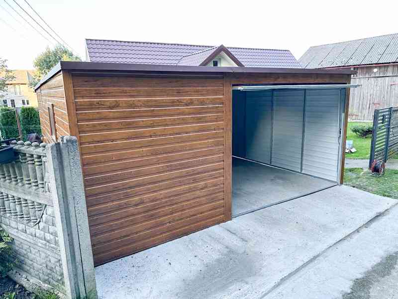 Plechová garáž 5m x 6m,  spád dozadu, vrata + okno TS517  - foto 4