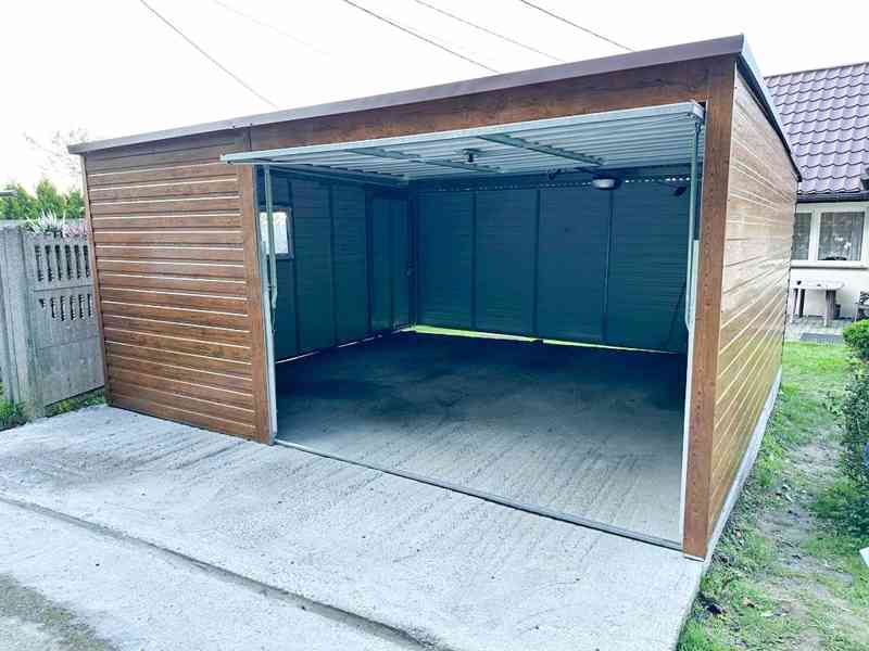 Plechová garáž 5m x 6m,  spád dozadu, vrata + okno TS517  - foto 5