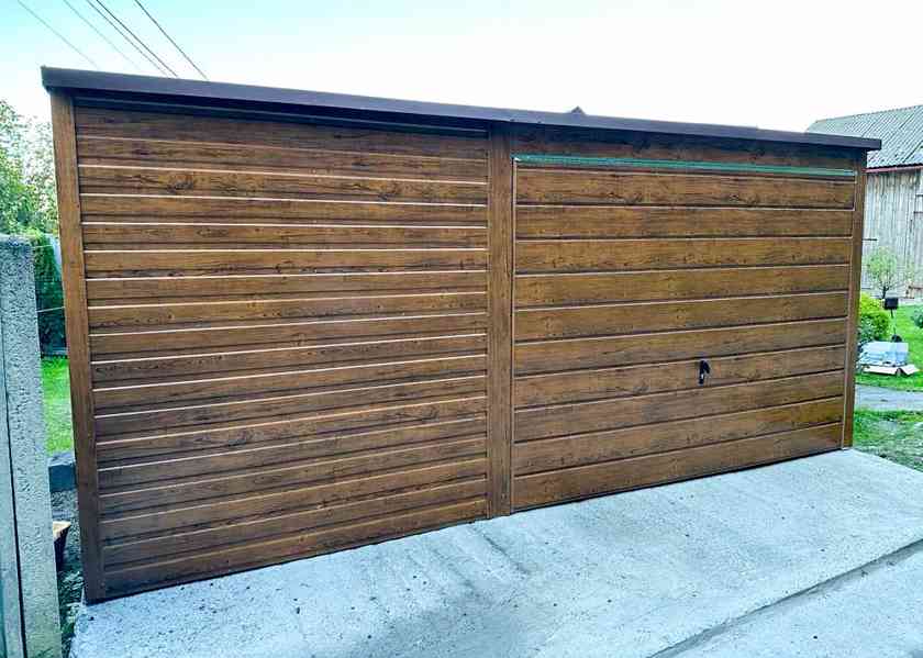 Plechová garáž 5m x 6m,  spád dozadu, vrata + okno TS517  - foto 3