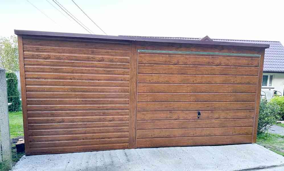 Plechová garáž 5m x 6m,  spád dozadu, vrata + okno TS517  - foto 7