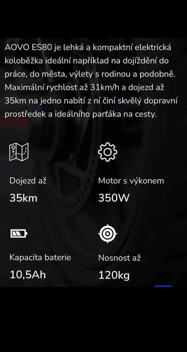 Elektrokoloběžka AoVo PRO ES 80 nová -kvalitní, rychlá  - foto 5