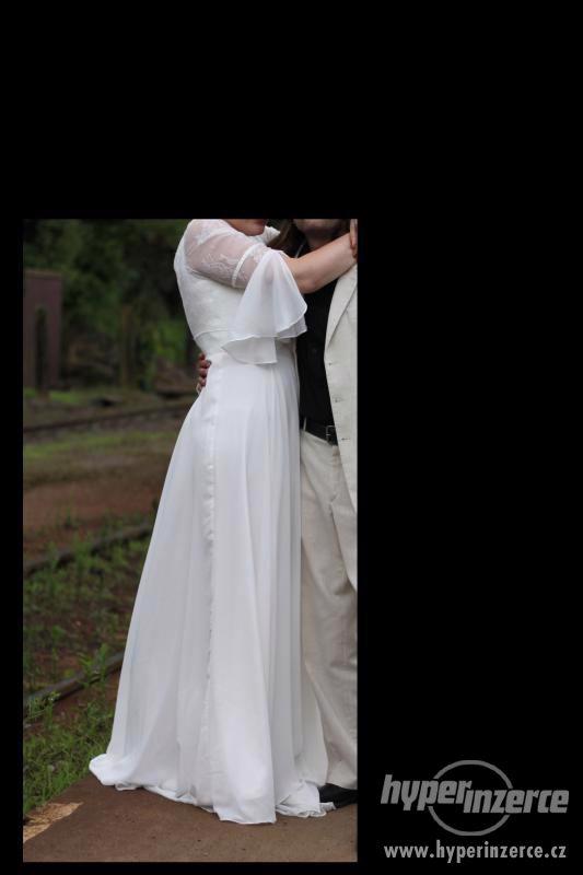 Překrásné svatební šaty, vel. 44-46 k nim závoj zdarma - foto 5