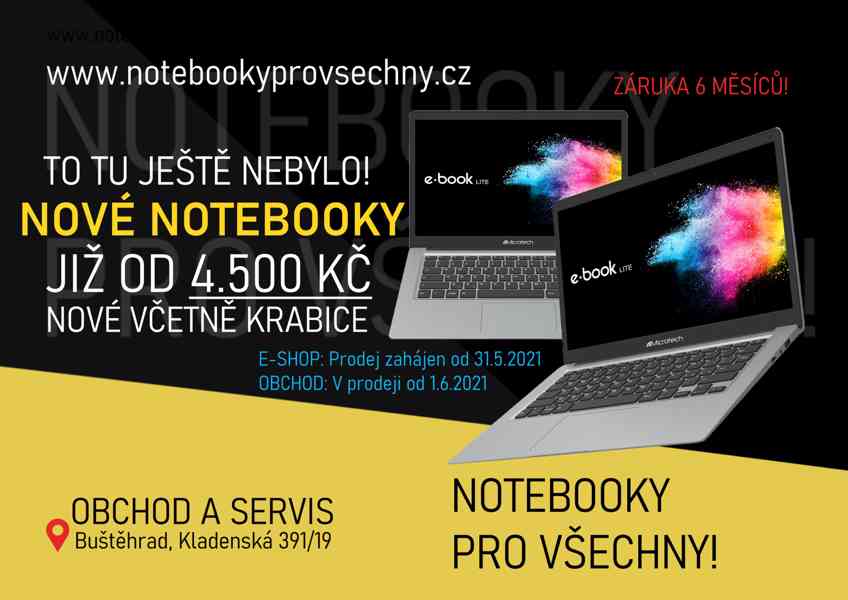 NOVÉ NOTEBOOKY, OD 4500 KČ, JENOM U MĚ! ZÁRUKA 6 MĚSÍCŮ - foto 1