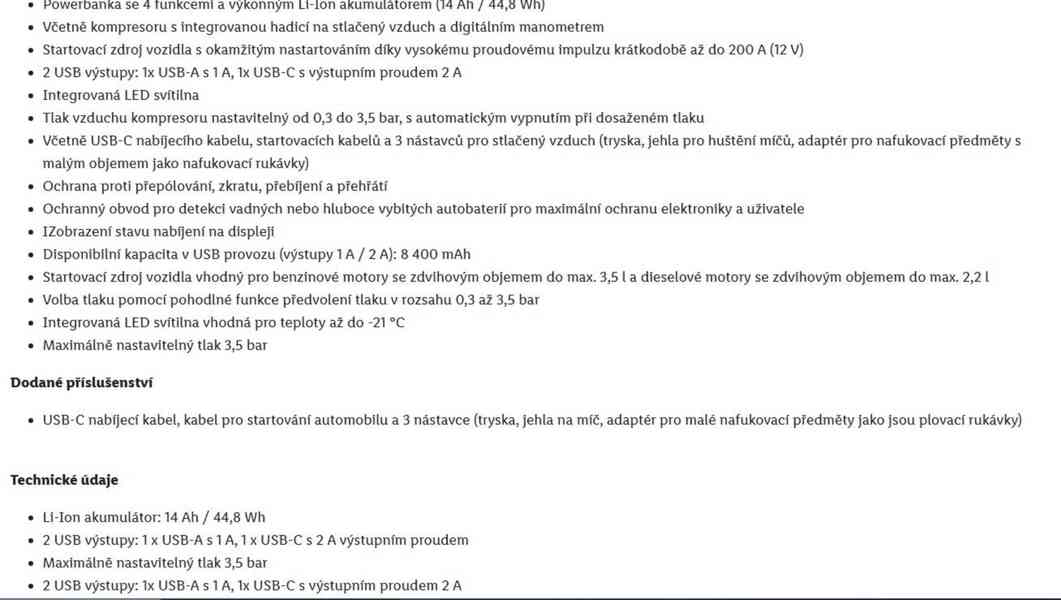 Startovací zdroj s powerbankou a kompresoremzár.3R,SLEV -45% - foto 2