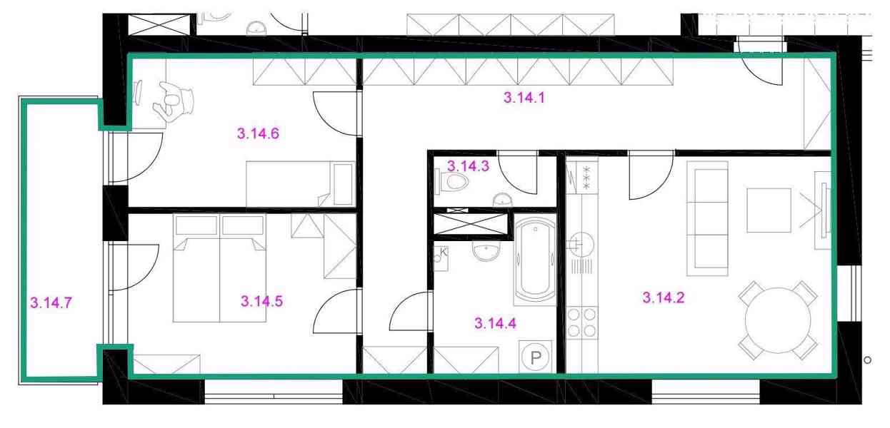 Prodej bytu 3+kk 74 m2 s balkonem 7 m2 - Rousínov - 02 - 3.14/S16 - foto 5