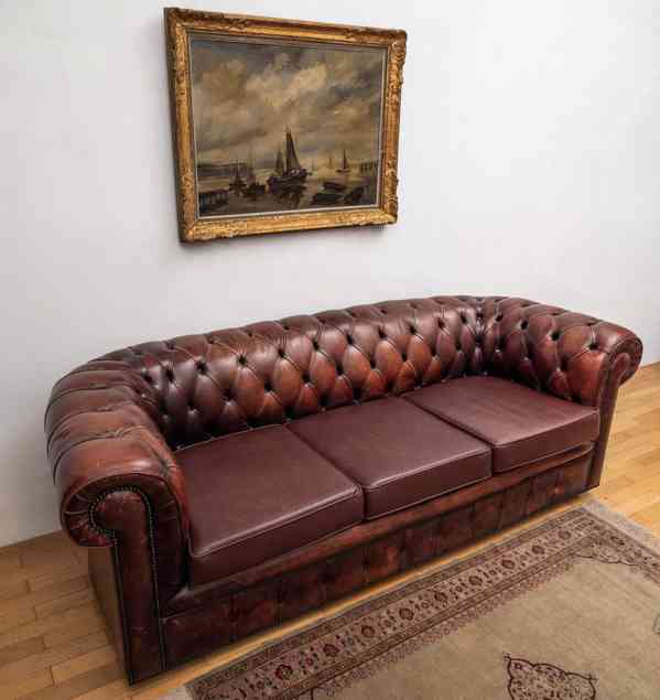 Klasická Chesterfield sofa top kůže - foto 3