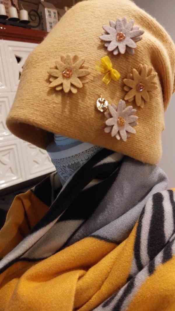 Dámská čepice Kamea barva hořčice - foto 2