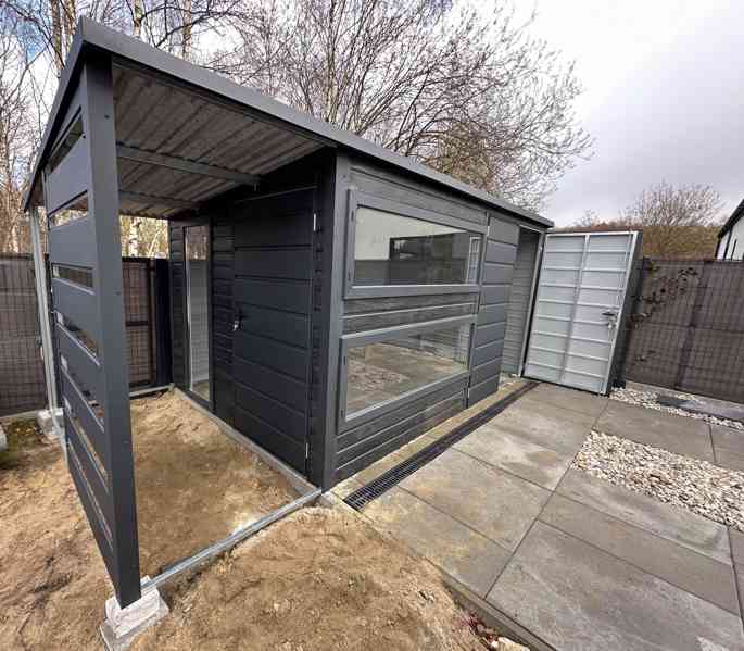 Zahradní domek 4x2,5 m +  přístřešek 1,2 x 2,5 m -  TS617 - foto 6