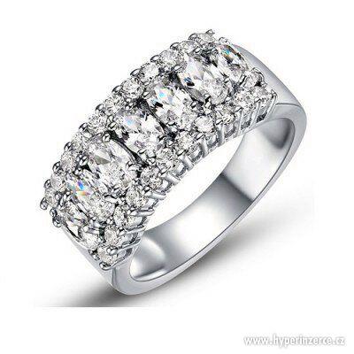 Poplatinovaný stříbrný prsten s českými krystaly CZ - foto 6