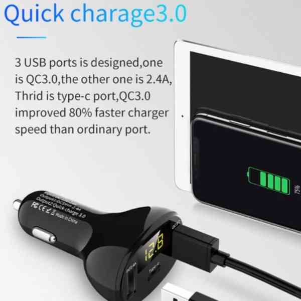 CL redukce USB-C nabíječka QC 3.0 do auta nová - foto 7