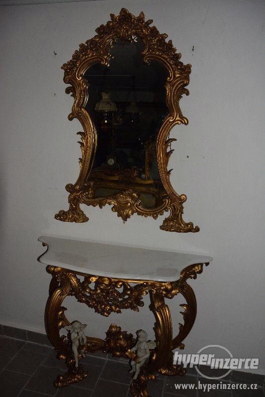 Zámecká konzola s mramorem a zrcadlem-UNIKÁT - foto 1