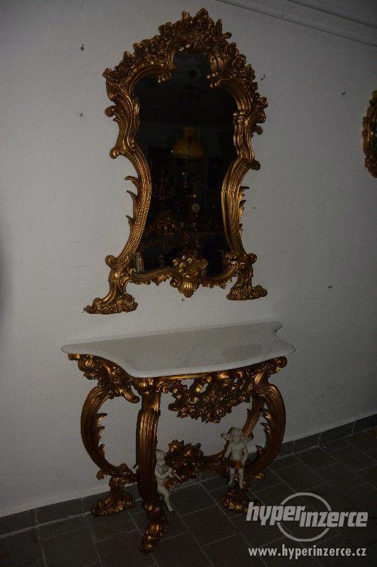 Zámecká konzola s mramorem a zrcadlem-UNIKÁT - foto 2