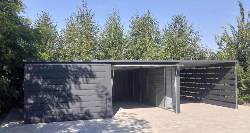 Plechová garáž 6m x 6m - přístřešek 3m - spád dozadu - TS512 - foto 2