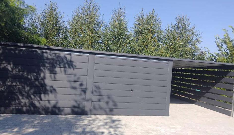 Plechová garáž 6m x 6m - přístřešek 3m - spád dozadu - TS512 - foto 3