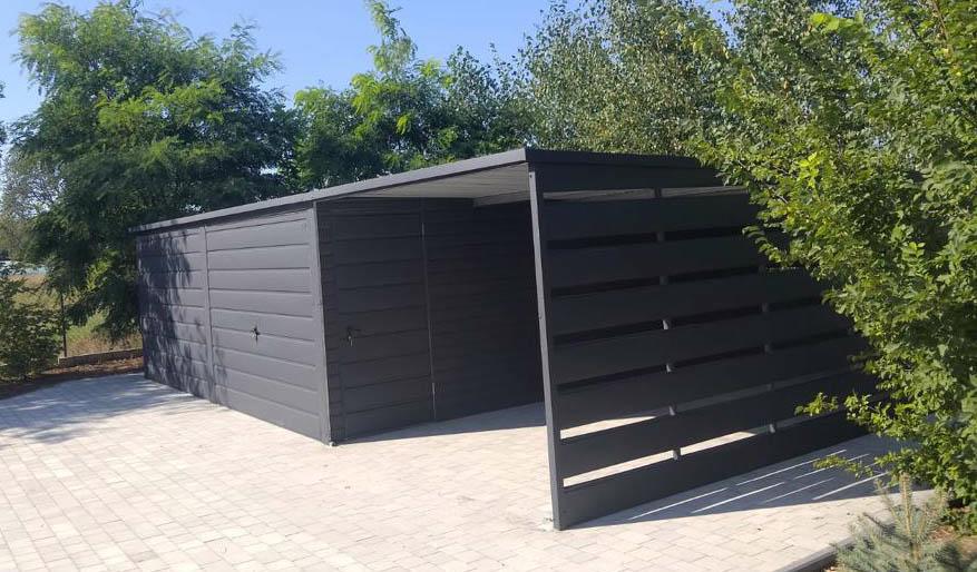 Plechová garáž 6m x 6m - přístřešek 3m - spád dozadu - TS512 - foto 6