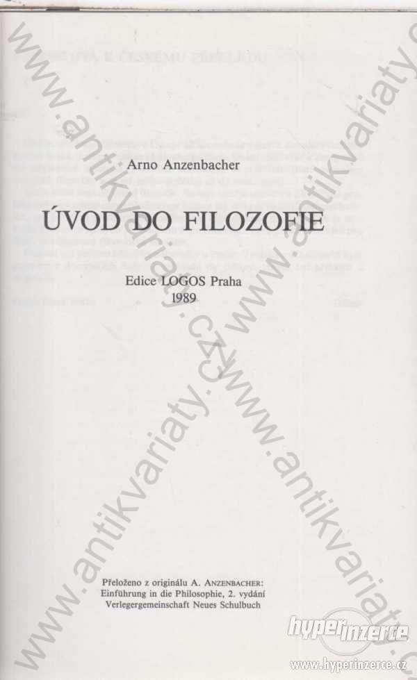Úvod do filozofie Arno Anzenbacher 1989 - foto 1