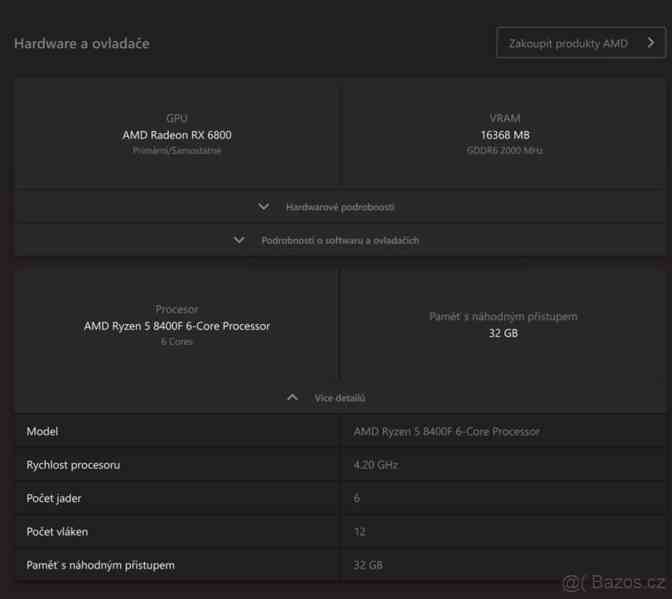 Herní PC RYZEN 5 8400F,RX 6800 16GB,32 GB DDR5,1 TB SSD - foto 5