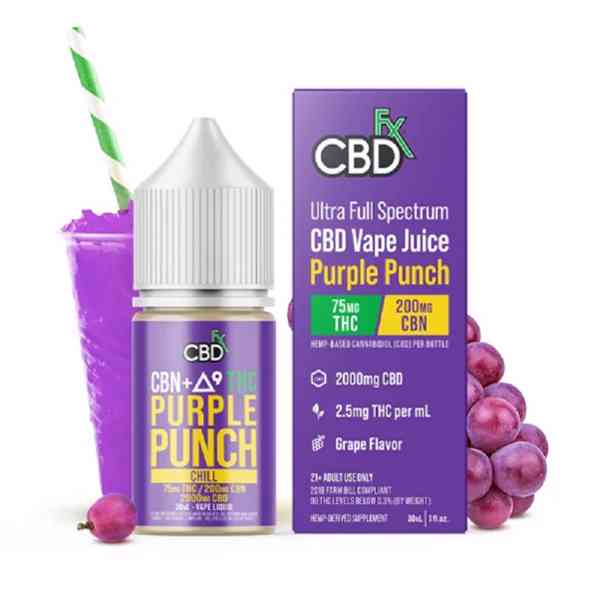 CBDFX CBD + Delta-9 THC Vape Juice - Purple PunchHyderabad - foto 2