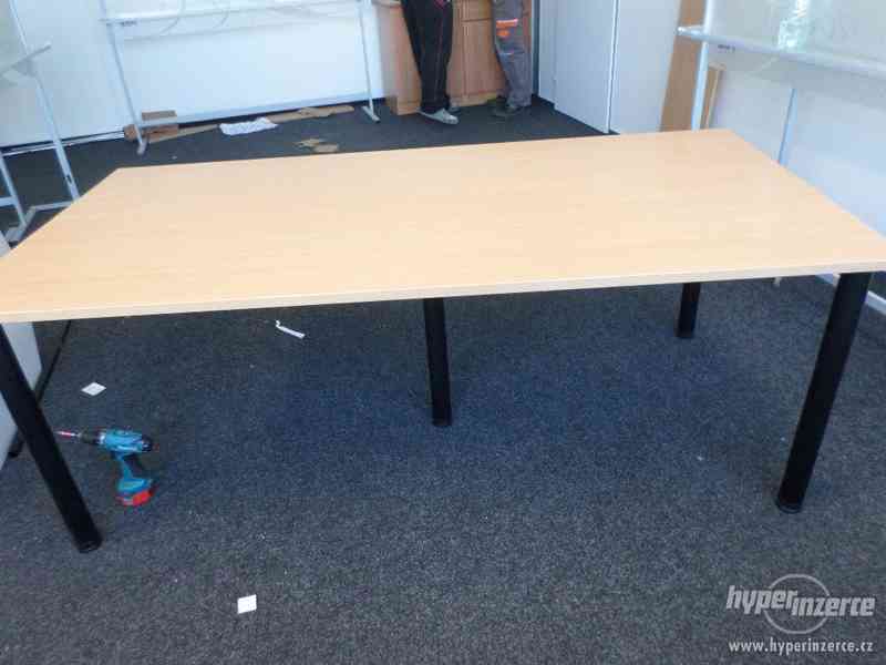 Psací stul černá, buk kovové nohy 200x100 - foto 1