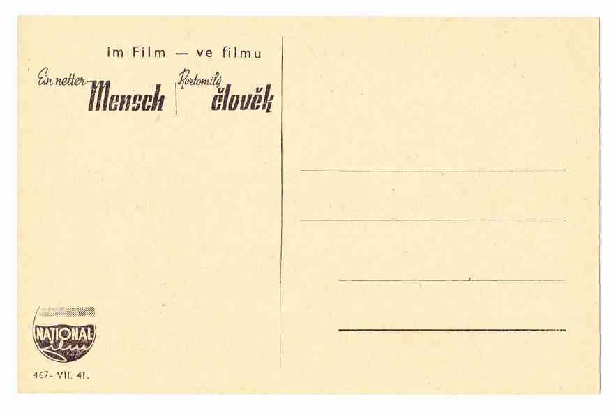 Reklamní pohlednice k filmu Roztomilý člověk, 1941  - foto 2