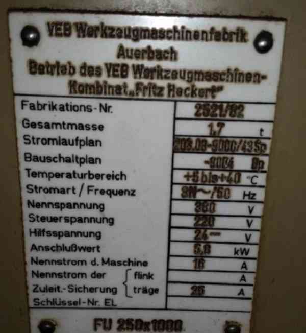 Frézka univerzální FU 250X1000 (8274.)  - foto 7