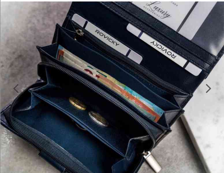 Velká dámská kožená peněženka 4U Cavaldi modrá  - foto 8