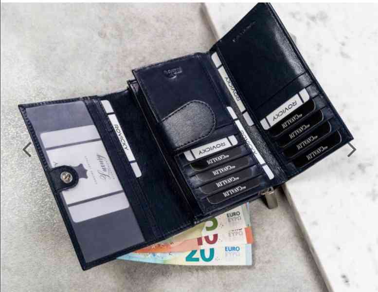 Velká dámská kožená peněženka 4U Cavaldi modrá  - foto 7