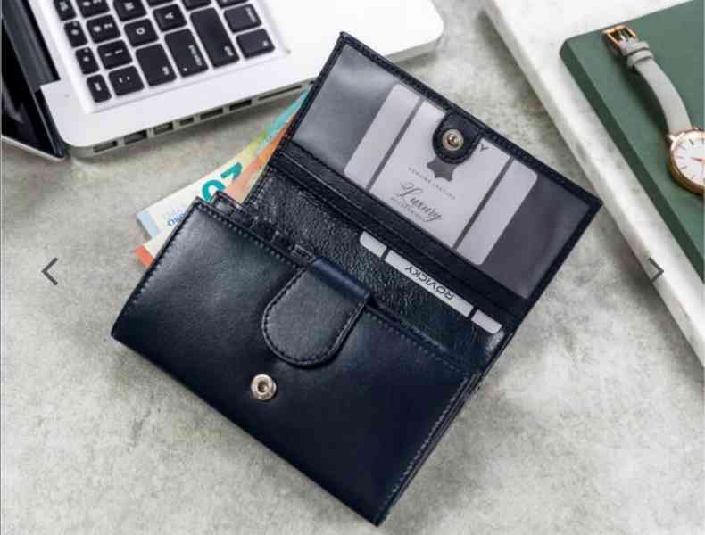 Velká dámská kožená peněženka 4U Cavaldi modrá  - foto 6