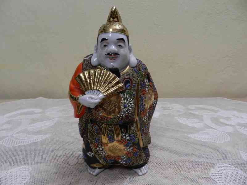 Luxusní Japonská bohatě zdobená soška Bůh Bůžek Satsuma - foto 1