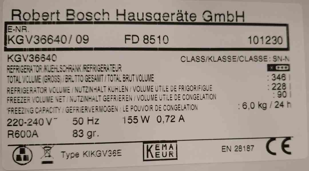 Velmi pěkná nerezová Lednice Bosch KGV 36640 A - foto 9
