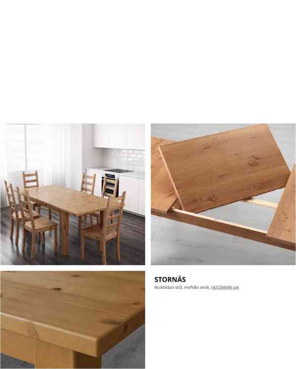 prodám rozkládací stůl  dřevo masiv  IKEA 105/203 x 75 - foto 4