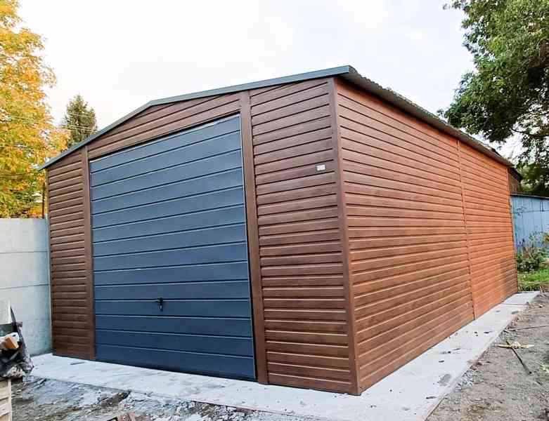 Plechová garáž 5x7m, sedlová střecha - výklopná vrata TS236 - foto 7