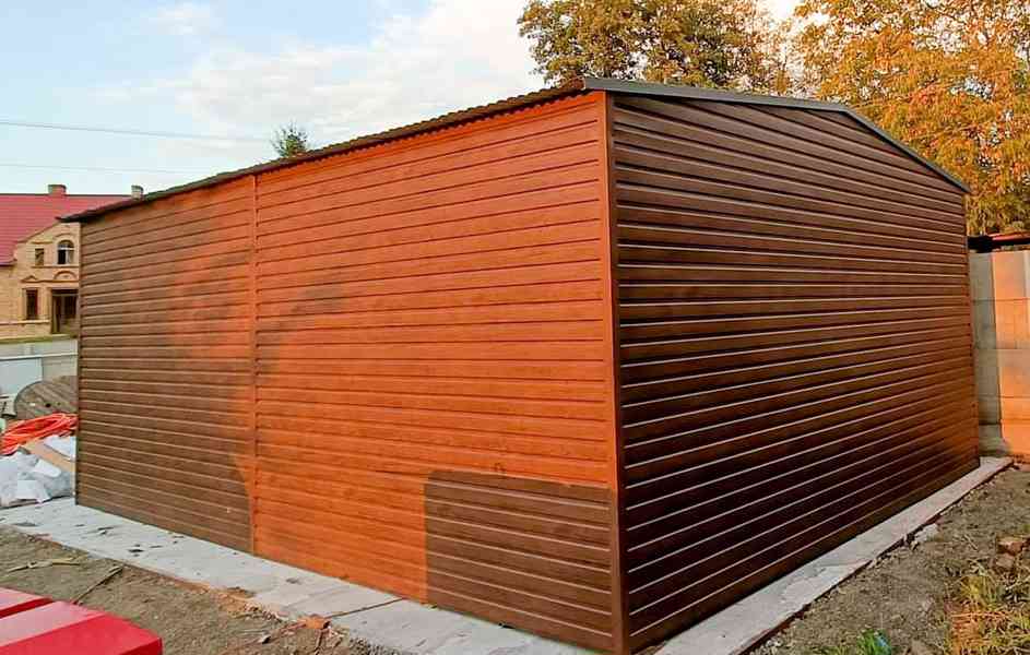Plechová garáž 5x7m, sedlová střecha - výklopná vrata TS236 - foto 4