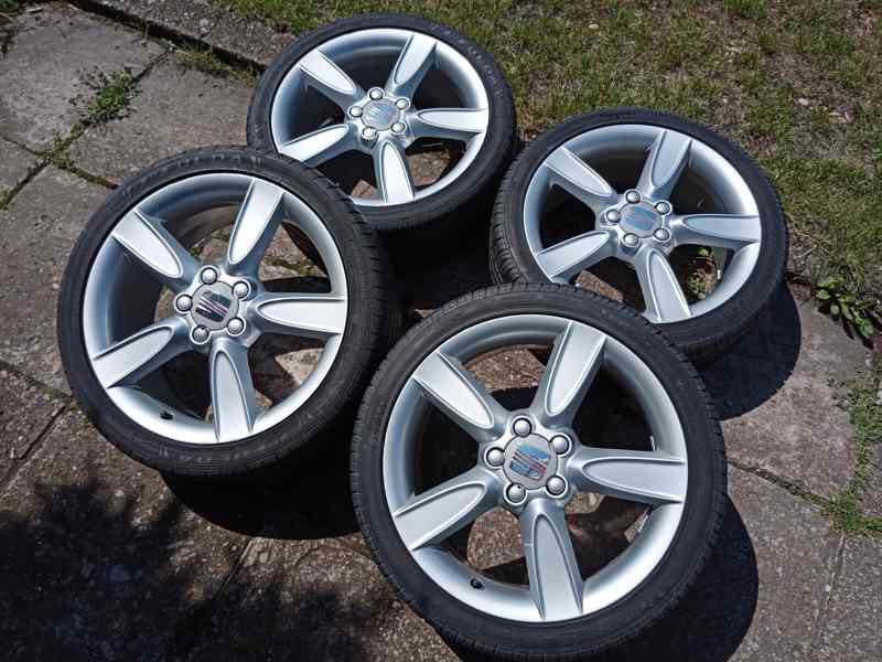 Obutá Alu kola 18ky 5x112 pneu 99% SEAT ŠKODA AUDI VW FORD - foto 5