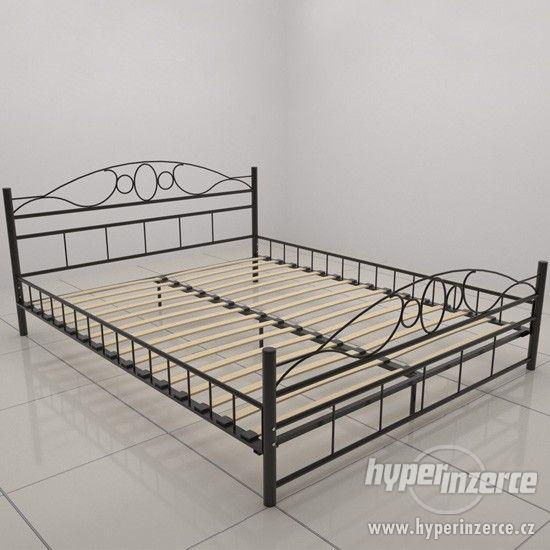 Kovová postel 140x200 nebo 180x200 cm +rošt - foto 2