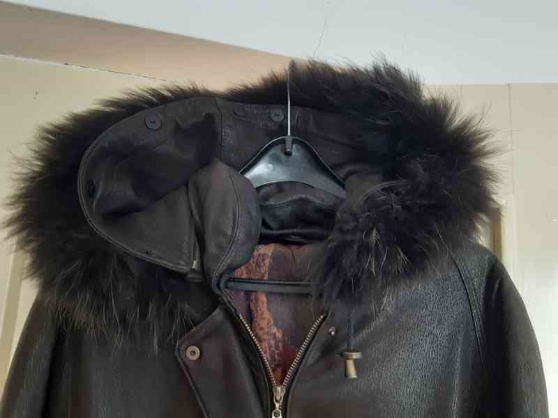 Kožený kabát -bunda hnědá, vel. 42/44 - foto 2