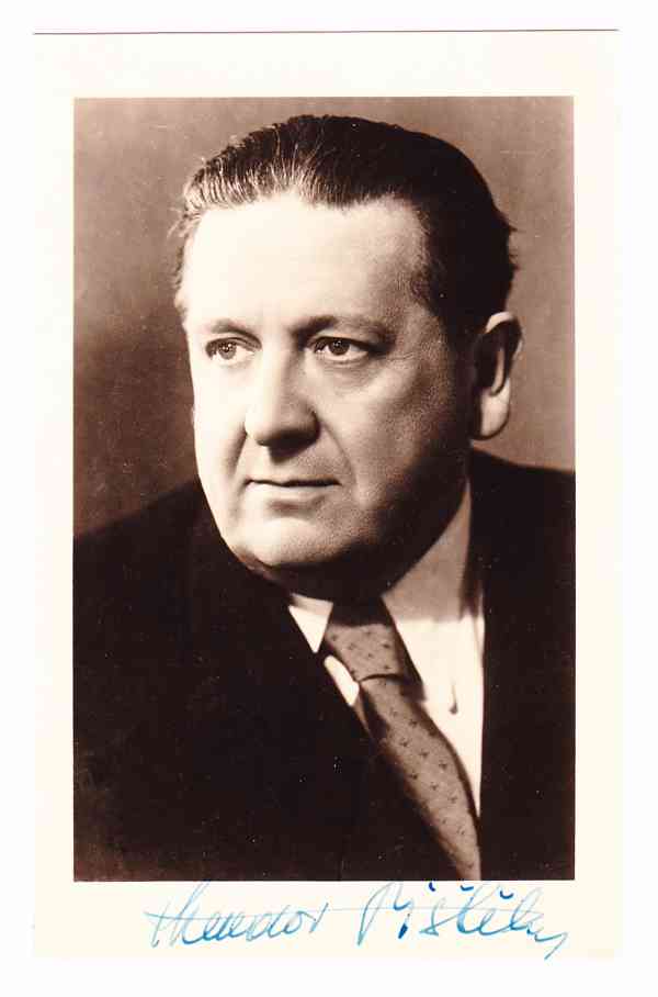 Theodor Pištěk, autogram z konce 30. let, propagační foto