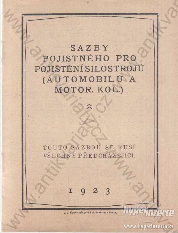 Sazby pojistného pro pojištění silostrojů 1923 - foto 1
