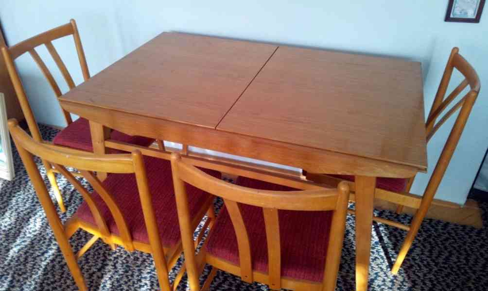 Masivní jídelní stůl+židle - 70. léta retro - foto 3